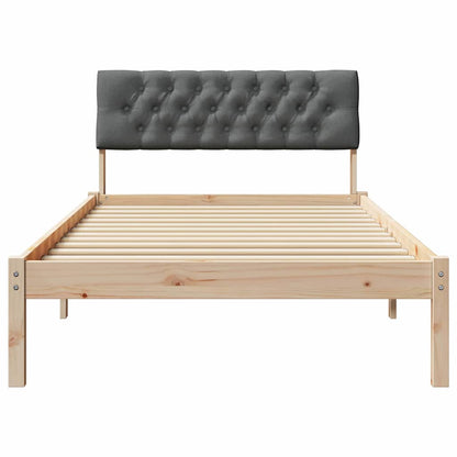 Bed frame Brown and dark grey 100 x 200 cm Solid pine wood
