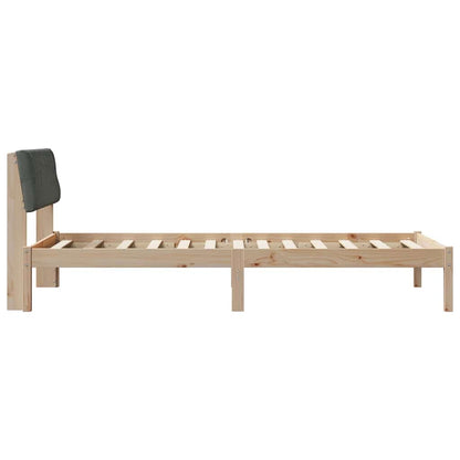 Bed frame Brown and dark grey 100 x 200 cm Solid pine wood