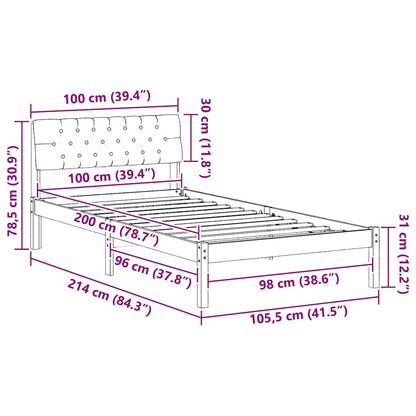 Bed frame Brown and dark grey 100 x 200 cm Solid pine wood
