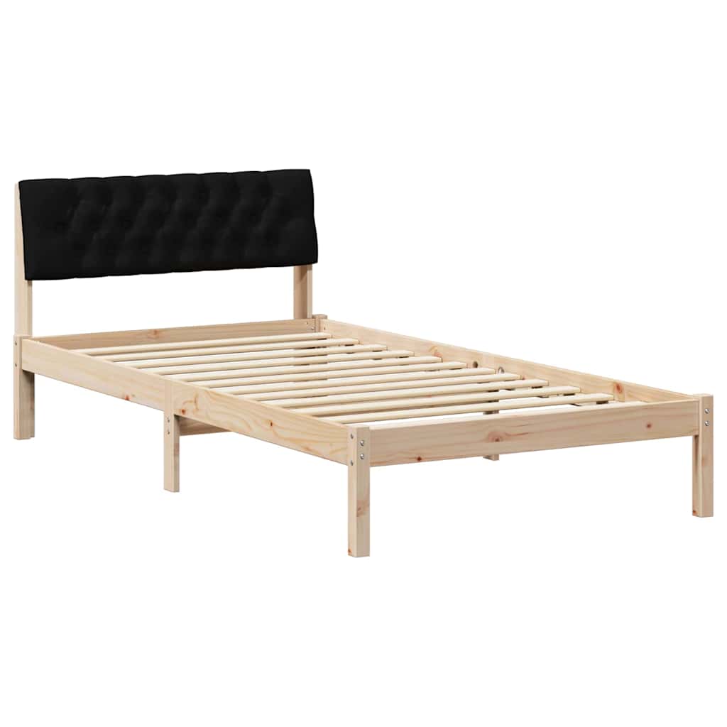 Bed frame Brown and black 100 x 200 cm Solid pine wood
