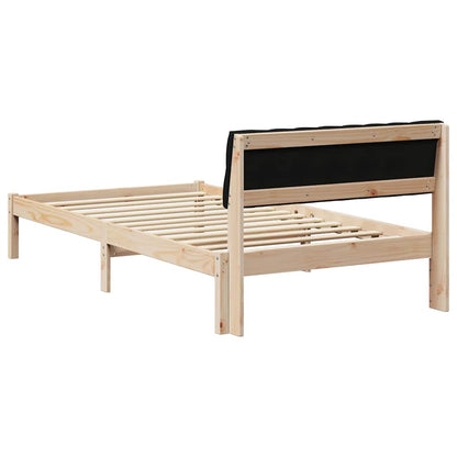 Bed frame Brown and black 100 x 200 cm Solid pine wood