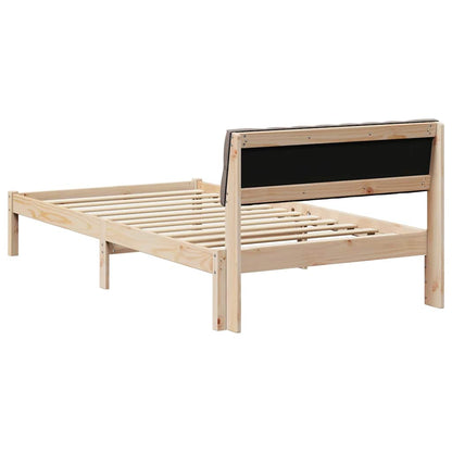 Bed frame Brown and taupe 100 x 200 cm Solid pine wood
