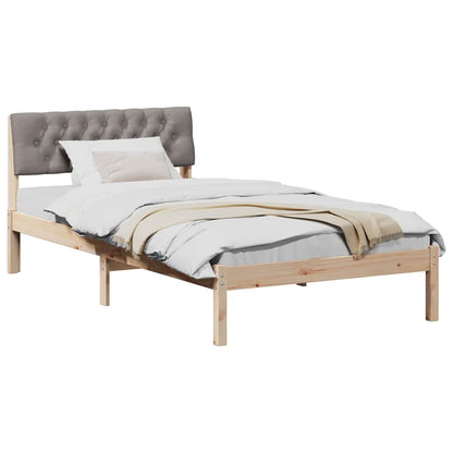 Bed frame Brown and taupe 100 x 200 cm Solid pine wood