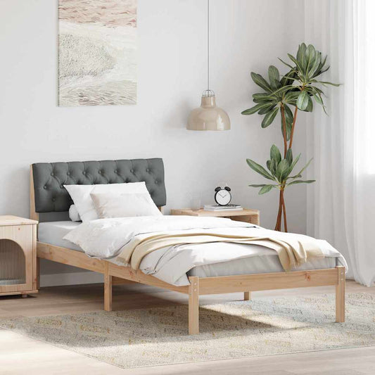 Bed frame Brown and dark grey 90 x 200 cm Solid pine wood