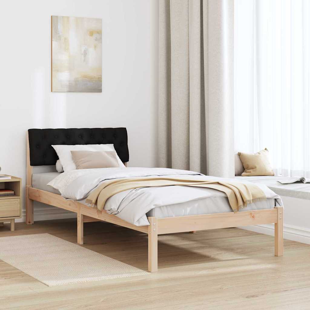 Bed frame Brown and black 90 x 200 cm Solid pine wood