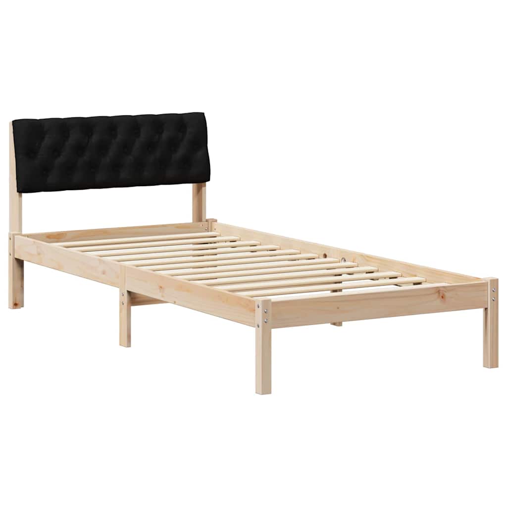 Bed frame Brown and black 90 x 200 cm Solid pine wood