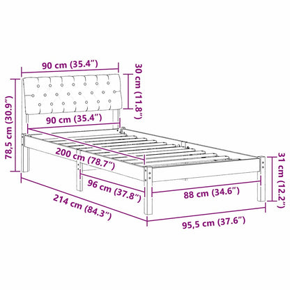 Bed frame Brown and taupe 90 x 200 cm Solid pine wood