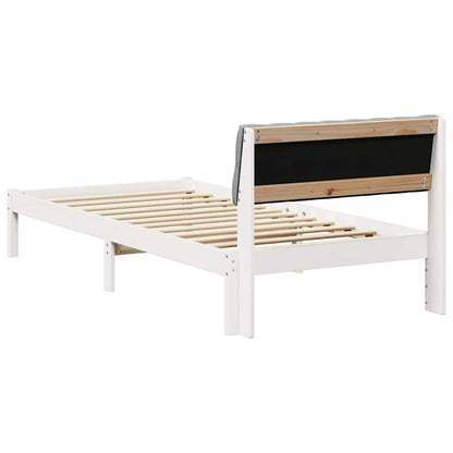 Bed frame White and light grey 90 x 200 cm Solid pine wood