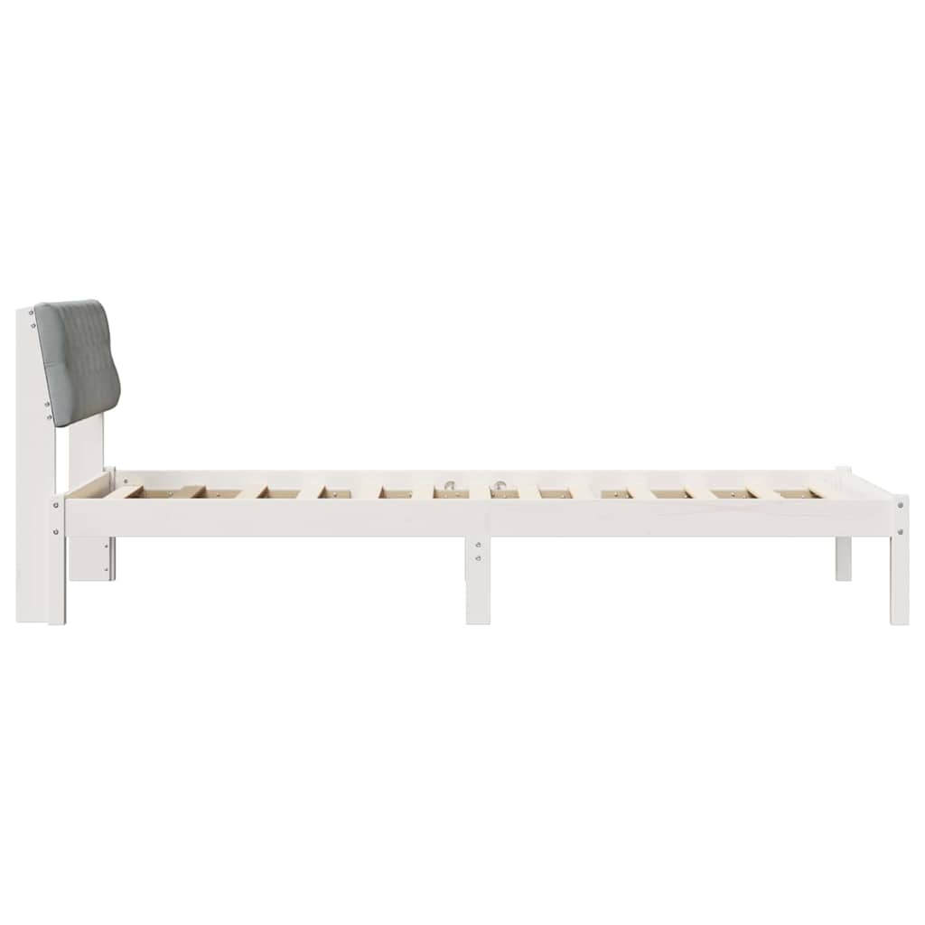 Bed frame White and light grey 90 x 200 cm Solid pine wood