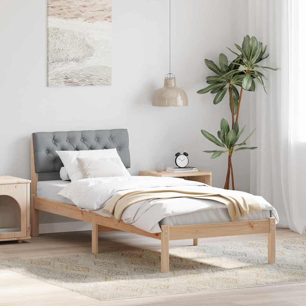 Bed frame Brown and light grey 80 x 200 cm Solid pine wood