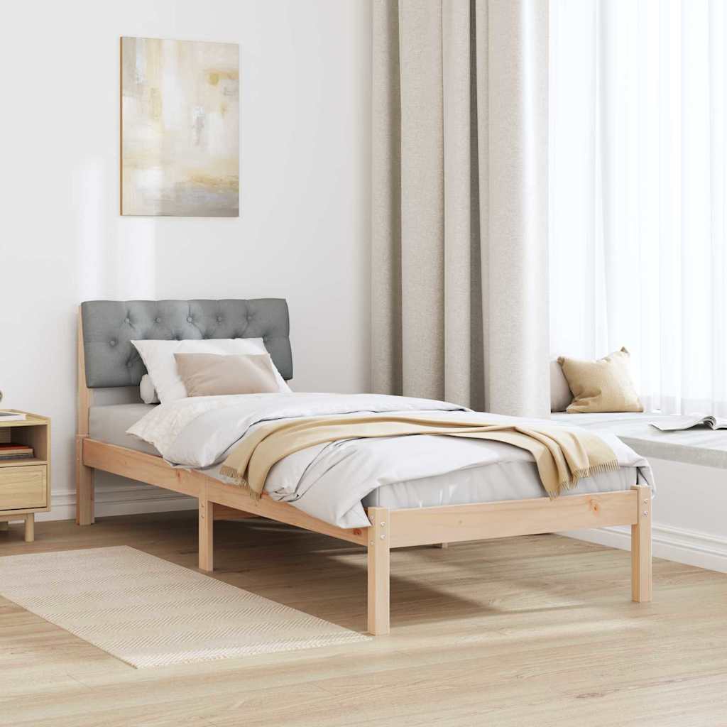 Bed frame Brown and light grey 80 x 200 cm Solid pine wood