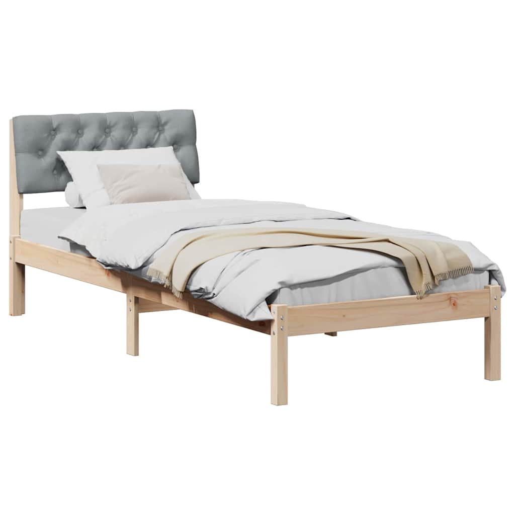 Bed frame Brown and light grey 80 x 200 cm Solid pine wood