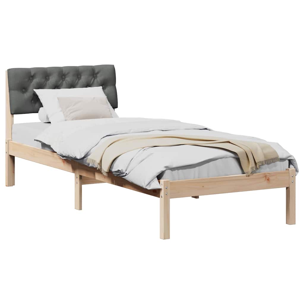 Bed frame Brown and dark grey 80 x 200 cm Solid pine wood
