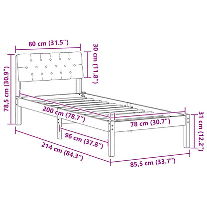 Bed frame Brown and dark grey 80 x 200 cm Solid pine wood
