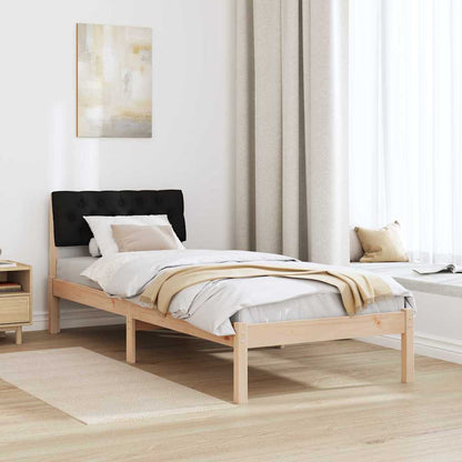 Bed frame Brown and black 80 x 200 cm Solid pine wood