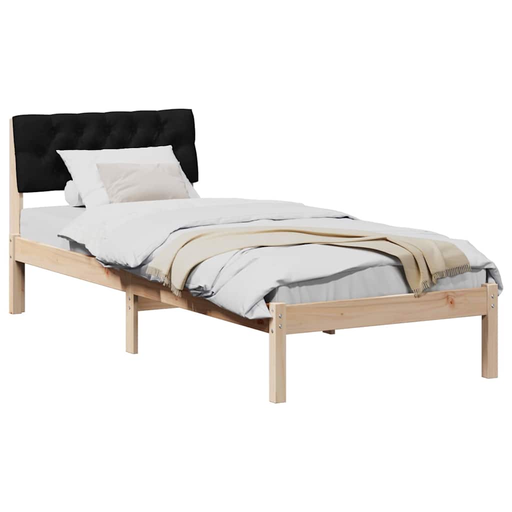 Bed frame Brown and black 80 x 200 cm Solid pine wood