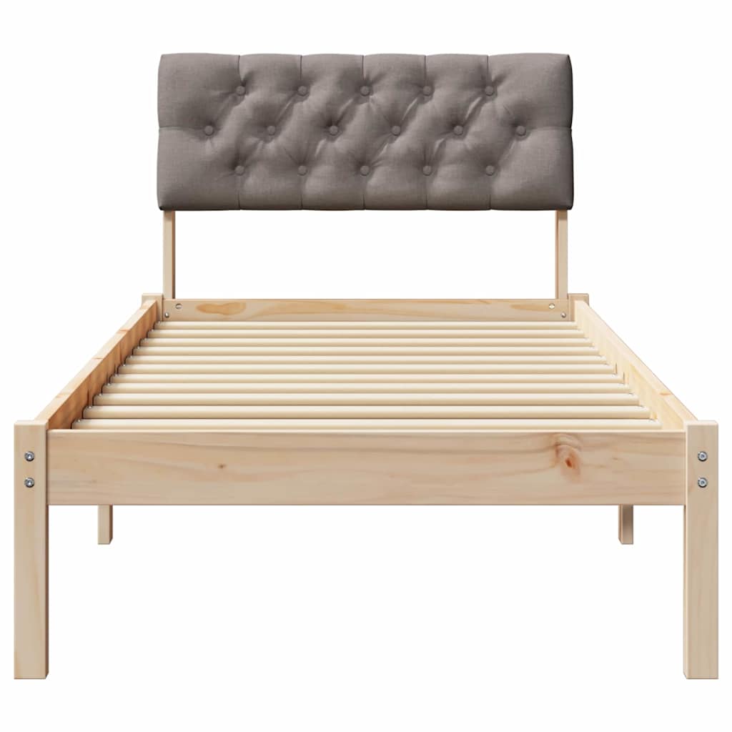 Bed frame Brown and taupe 80 x 200 cm Solid pine wood