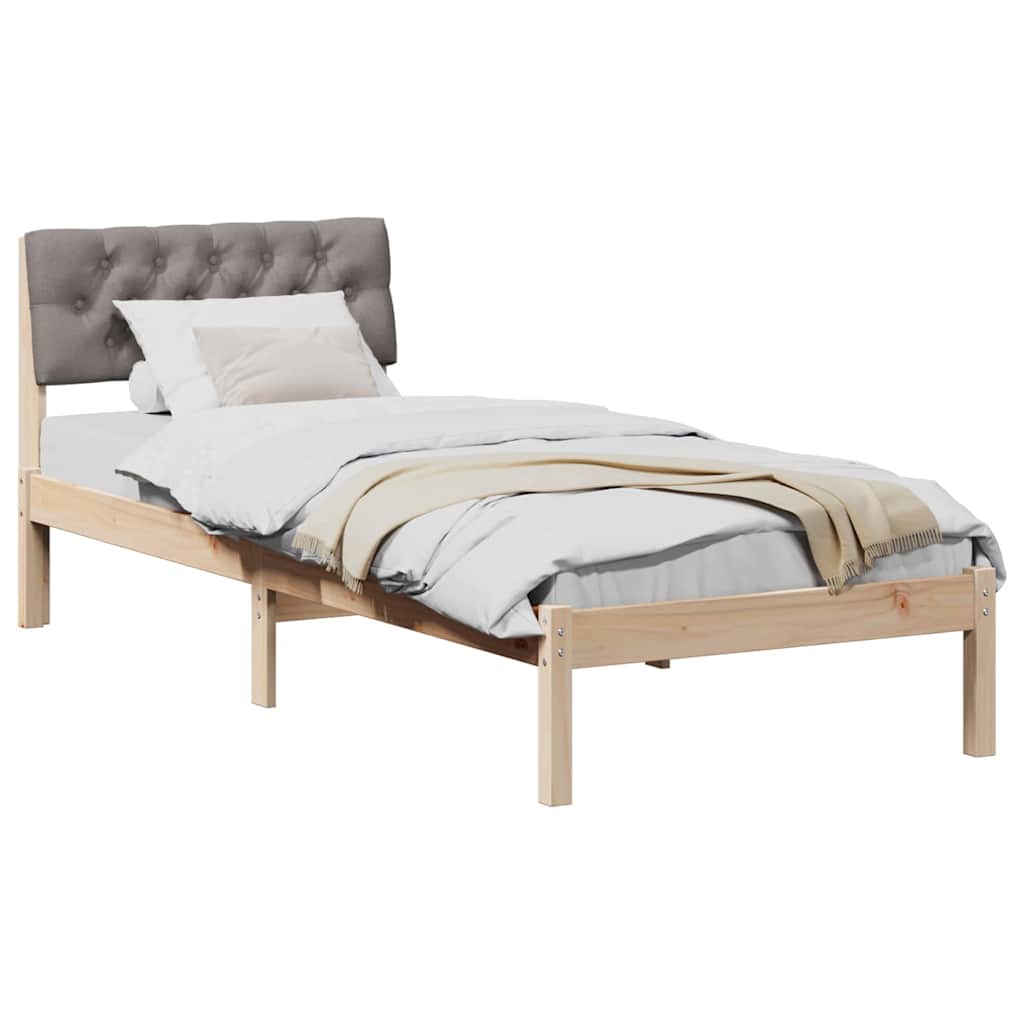 Bed frame Brown and taupe 80 x 200 cm Solid pine wood