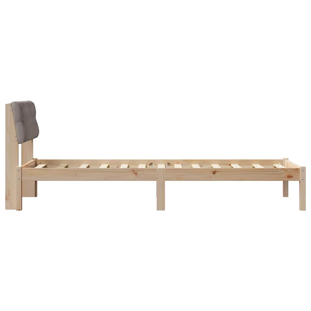 Bed frame Brown and taupe 80 x 200 cm Solid pine wood