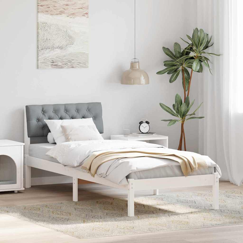 Bed frame White and light grey 80 x 200 cm Solid pine wood