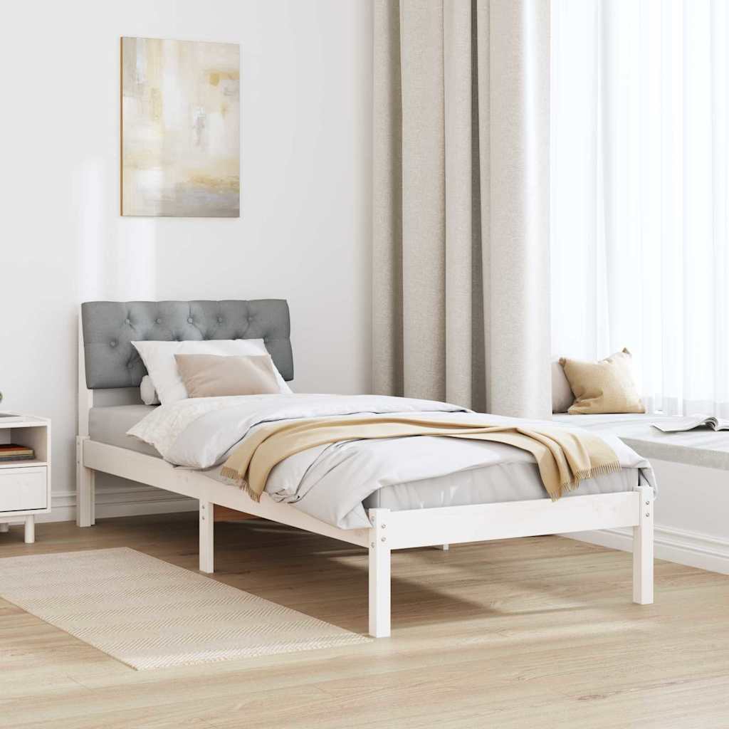 Bed frame White and light grey 80 x 200 cm Solid pine wood