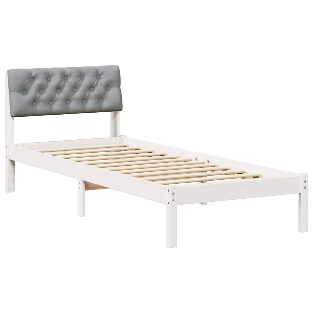 Bed frame White and light grey 80 x 200 cm Solid pine wood