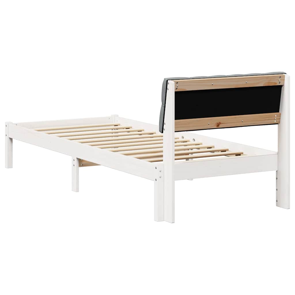 Bed frame White and light grey 80 x 200 cm Solid pine wood