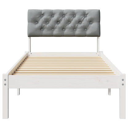 Bed frame White and light grey 80 x 200 cm Solid pine wood
