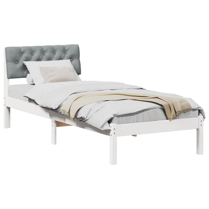 Bed frame White and light grey 80 x 200 cm Solid pine wood