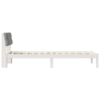 Bed frame White and light grey 80 x 200 cm Solid pine wood