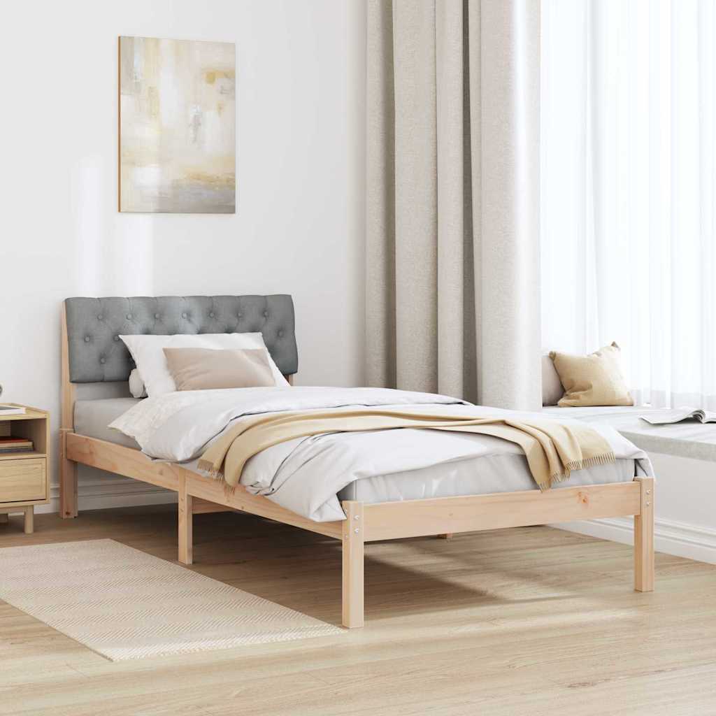 Bed frame Brown and light grey 90 x 190 cm Solid pine wood