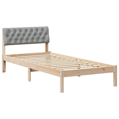 Bed frame Brown and light grey 90 x 190 cm Solid pine wood