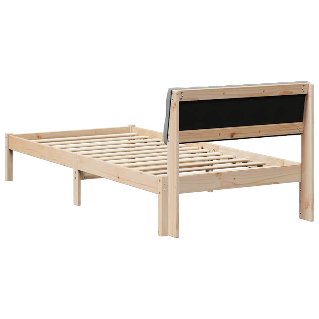 Bed frame Brown and light grey 90 x 190 cm Solid pine wood