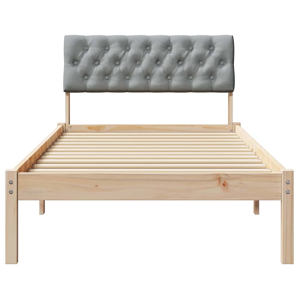 Bed frame Brown and light grey 90 x 190 cm Solid pine wood