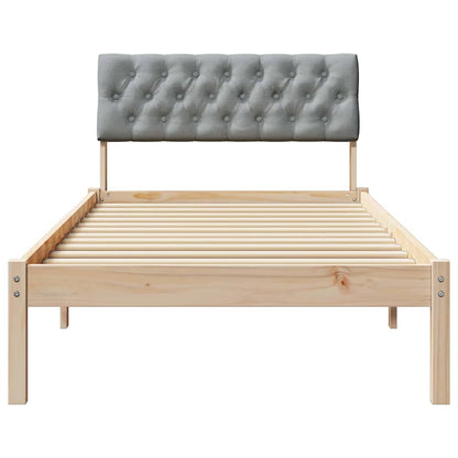 Bed frame Brown and light grey 90 x 190 cm Solid pine wood