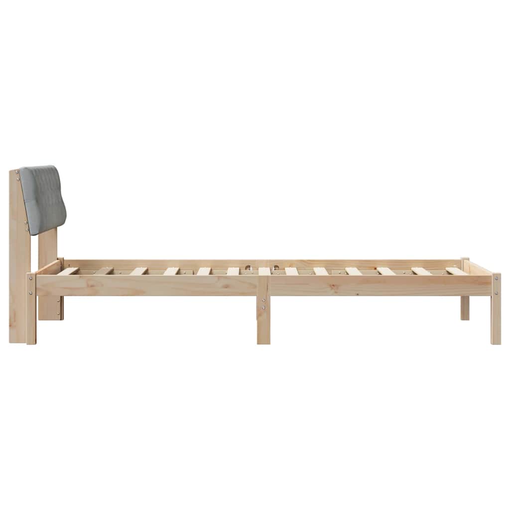 Bed frame Brown and light grey 90 x 190 cm Solid pine wood