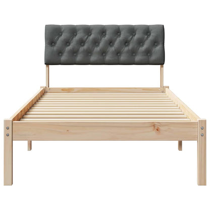 Bed frame Brown and dark grey 90 x 190 cm Solid pine wood