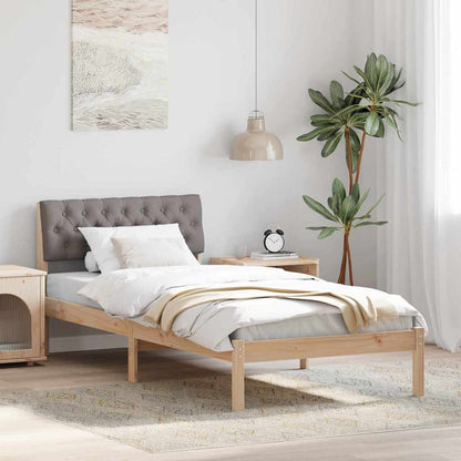 Bed frame Brown and taupe 90 x 190 cm Solid pine wood