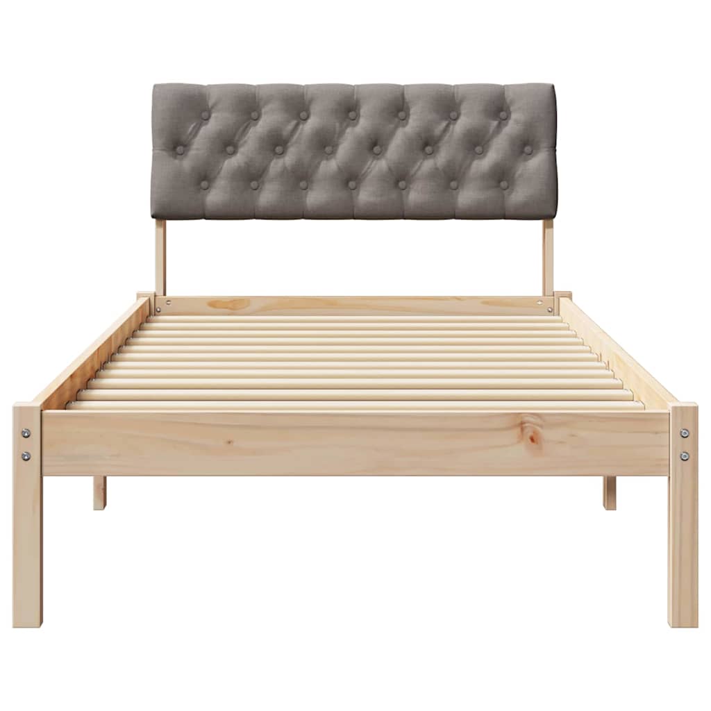 Bed frame Brown and taupe 90 x 190 cm Solid pine wood