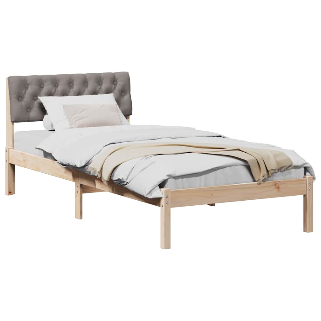 Bed frame Brown and taupe 90 x 190 cm Solid pine wood