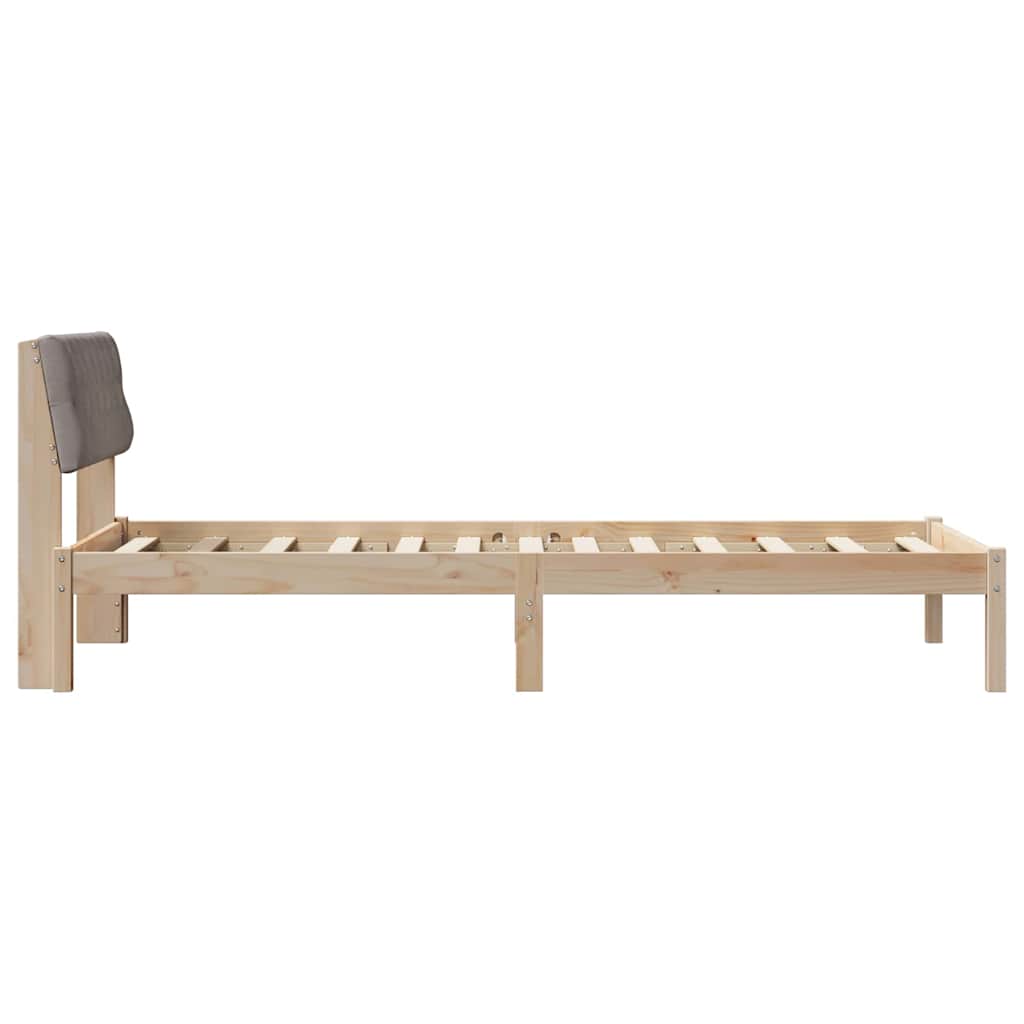 Bed frame Brown and taupe 90 x 190 cm Solid pine wood