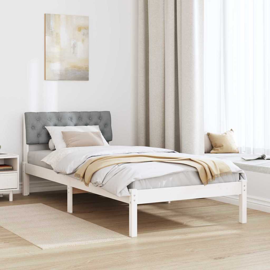 Bed frame White and light grey 90 x 190 cm Solid pine wood