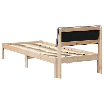 Bed frame Brown and light grey 75 x 190 cm Solid pine wood