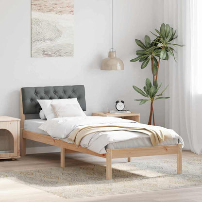 Bed frame Brown and dark grey 75 x 190 cm Solid pine wood