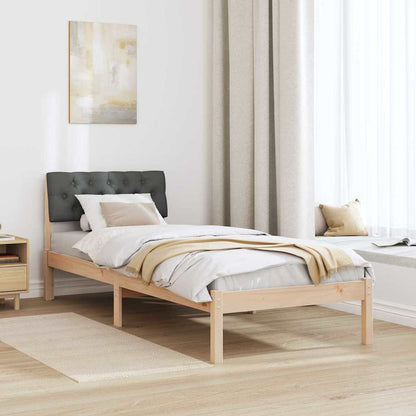 Bed frame Brown and dark grey 75 x 190 cm Solid pine wood