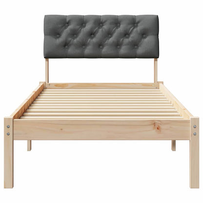 Bed frame Brown and dark grey 75 x 190 cm Solid pine wood