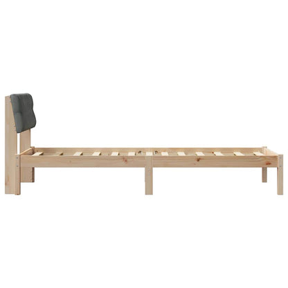 Bed frame Brown and dark grey 75 x 190 cm Solid pine wood