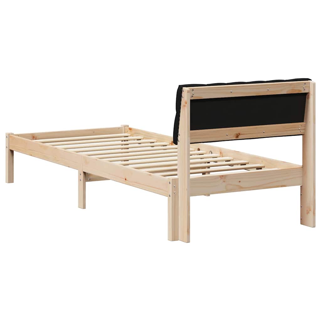 Bed frame Brown and black 75 x 190 cm Solid pine wood