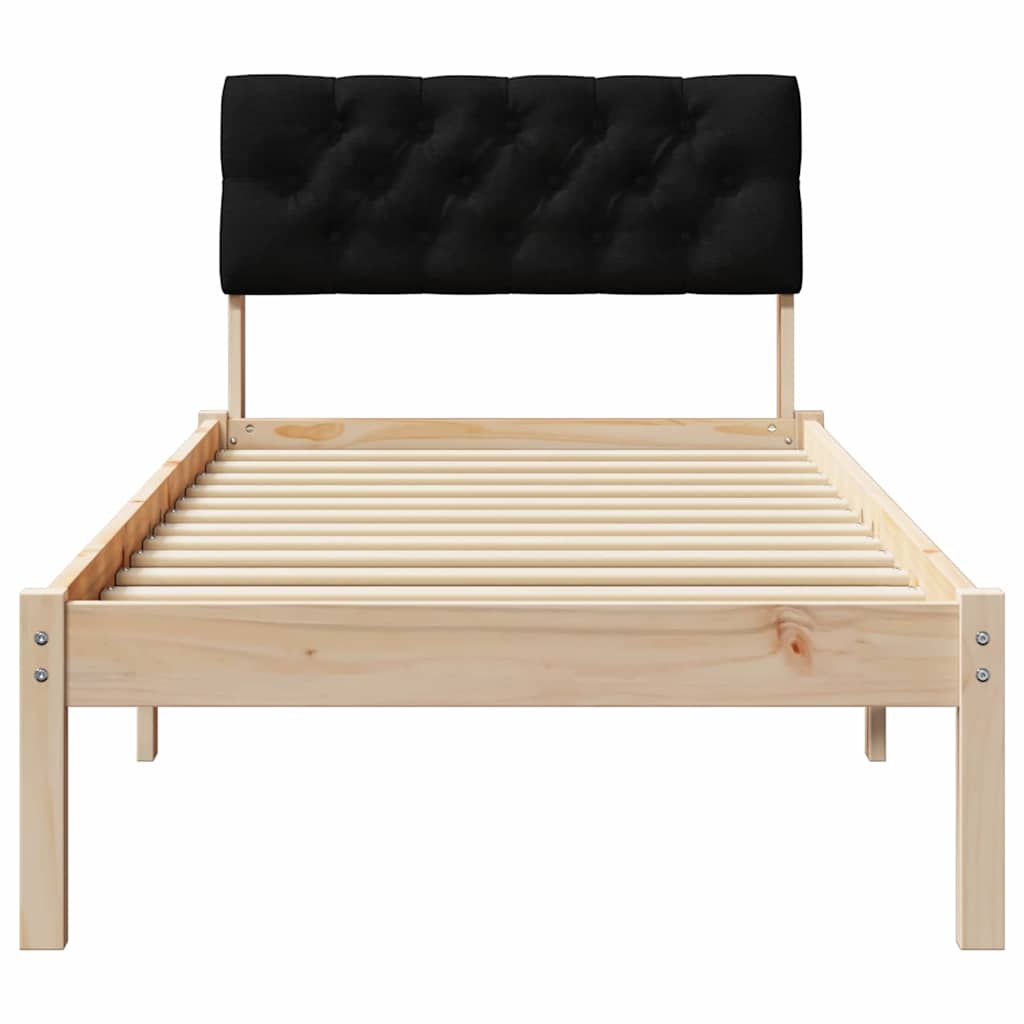 Bed frame Brown and black 75 x 190 cm Solid pine wood