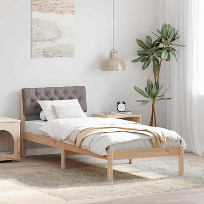 Bed frame Brown and taupe 75 x 190 cm Solid pine wood
